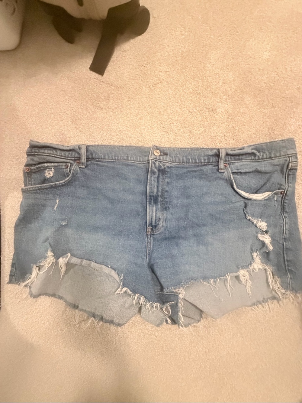 Abercrombie & Fitch Light Blue Distressed Denim Shorts